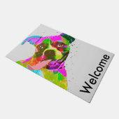 ボクサー犬のカラフルなポップアート ドアマット (アングル)