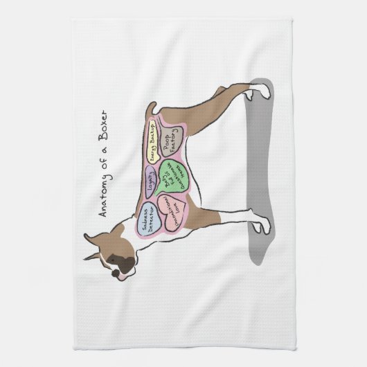 ボクサー犬のギフトの解剖学 キッチンタオル (縦)