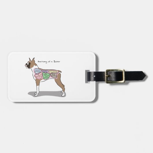 ボクサー犬のギフトの解剖学 ラゲッジタグ (正面横)