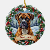 ボクサー犬のクリスマスオーナメント セラミックオーナメント (正面)
