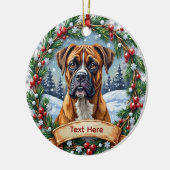 ボクサー犬のクリスマスオーナメント セラミックオーナメント (左)