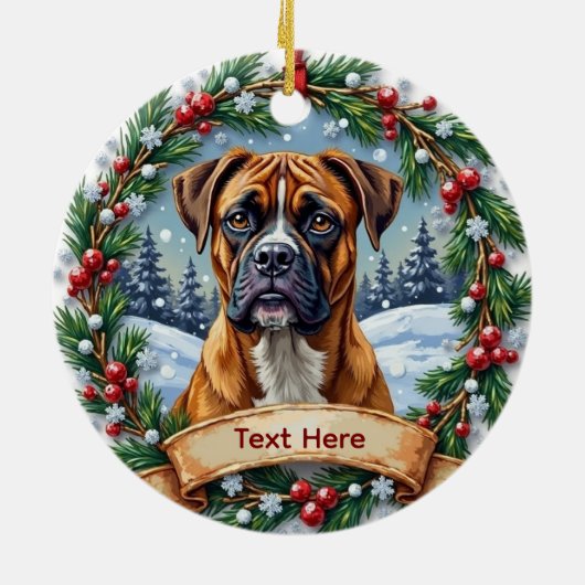 ボクサー犬のクリスマスオーナメント セラミックオーナメント (裏面)