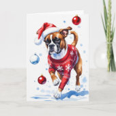 ボクサー犬のクリスマスグリーティング カード (正面)
