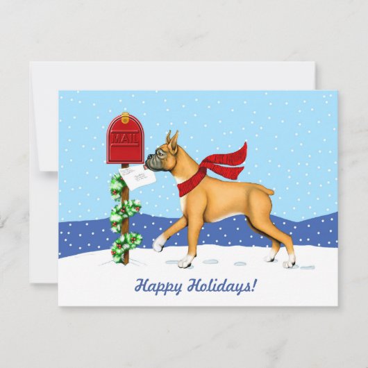 ボクサー犬のクリスマス郵便 招待状 (正面)
