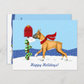 ボクサー犬のクリスマス郵便 招待状 (正面/裏面)