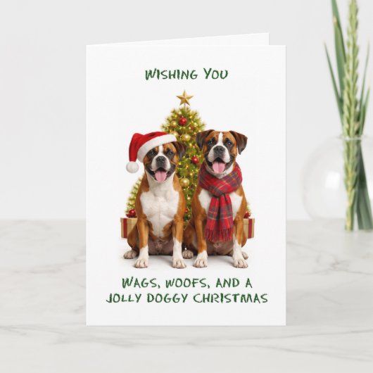 ボクサー犬のクリスマス シーズンカード (正面)