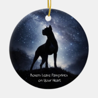 ボクサー犬のクリスマス セラミックオーナメント