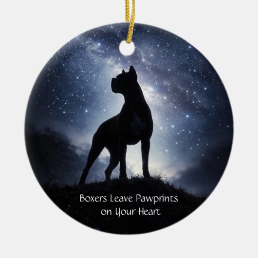 ボクサー犬のクリスマス セラミックオーナメント (正面)