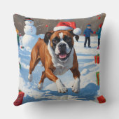 ボクサー犬のクリスマス　雪の祭典 クッション (裏面)