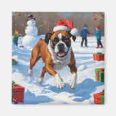ボクサー犬のクリスマス 雪の祭典 マグネット (正面)