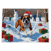 ボクサー犬のクリスマス　雪の祭典 ラージペーパーバッグ (正面)