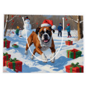 ボクサー犬のクリスマス　雪の祭典 ラージペーパーバッグ (裏面)