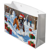 ボクサー犬のクリスマス　雪の祭典 ラージペーパーバッグ (裏面アングル)