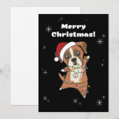 ボクサー犬のクリスマス　雪　冬　動物　犬 シーズンカード (正面/裏面)