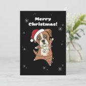 ボクサー犬のクリスマス　雪　冬　動物　犬 シーズンカード (スタンド正面)