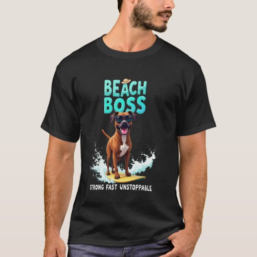ボクサー犬のサーフィン Tシャツ (正面)