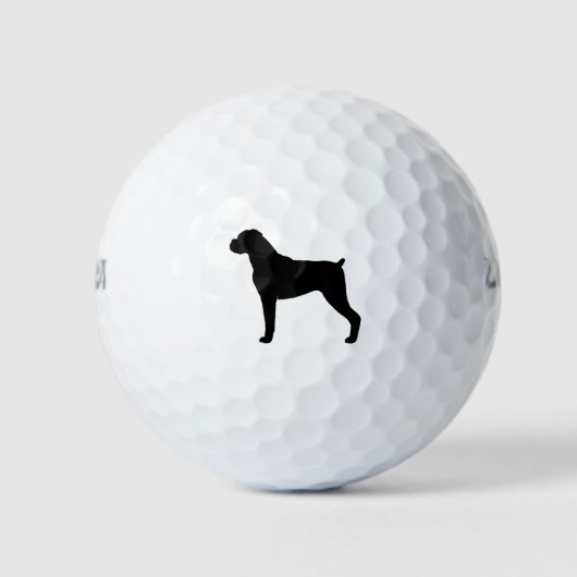ボクサー犬のシルエット - 自然な耳 ゴルフボール (正面)
