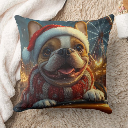 ボクサー犬のジェットコースター クリスマス クッション (ブランケット)