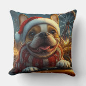 ボクサー犬のジェットコースター クリスマス クッション (正面)