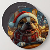 ボクサー犬のジェットコースター クリスマス 缶バッジ (正面&裏面)