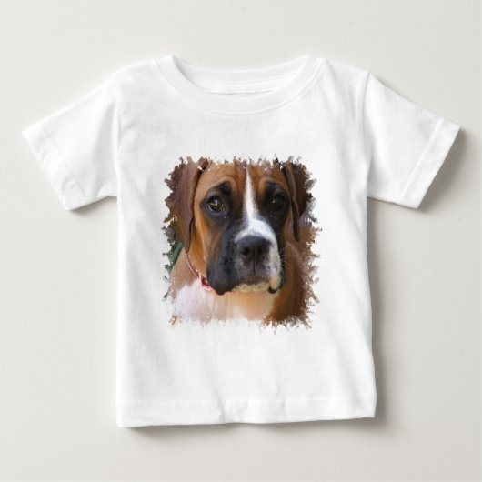 ボクサー犬のデザインのベビーのTシャツ ベビーTシャツ (正面)