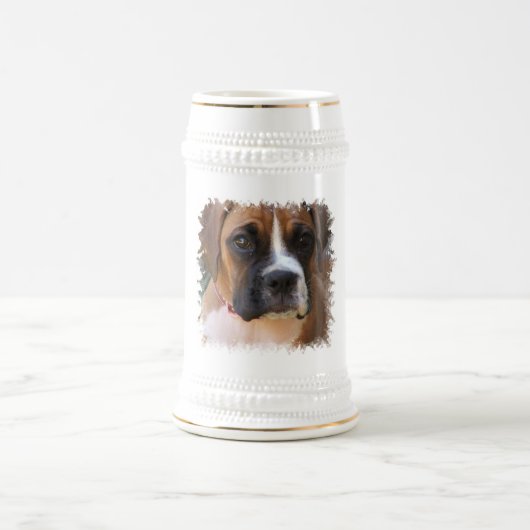 ボクサー犬のデザインビールステイン ビールジョッキ (中央)