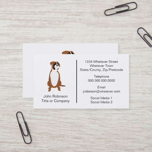 ボクサー犬のデザイン搭乗ケネル 名刺 (正面/裏面インサイチュ)