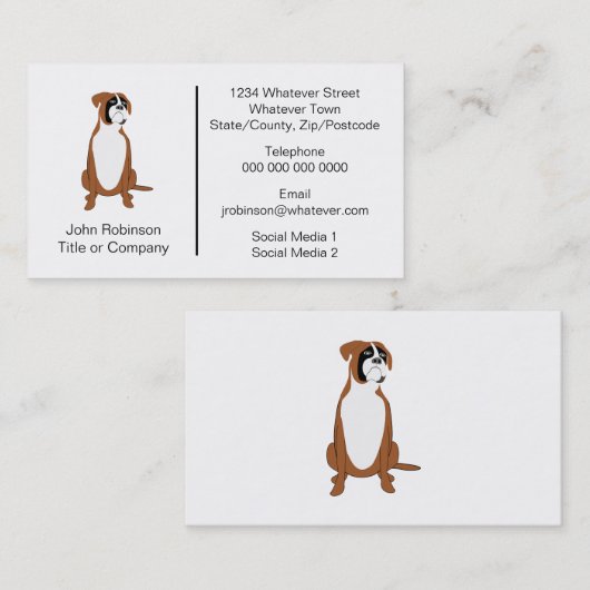 ボクサー犬のデザイン搭乗ケネル 名刺 (正面/裏面)