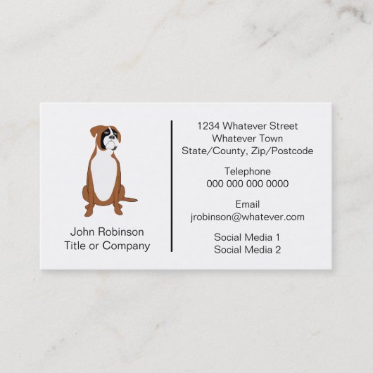 ボクサー犬のデザイン搭乗ケネル 名刺 (正面)