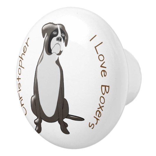 ボクサー犬のデザイン セラミックノブ (右)