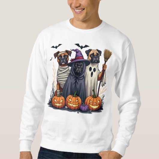 ボクサー犬のハロウィンコスチューム かわいいスプーキーな犬好き スウェットシャツ (正面)