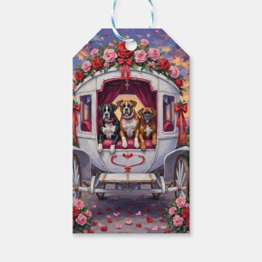 ボクサー犬のバレンタインデー ギフトタグ (正面)