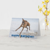 ボクサー犬のバースデー・カード カード (黄色い花)