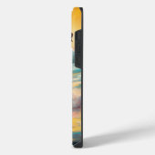 ボクサー犬のビーチサーフィン絵画 iPhoneケース (左側面)