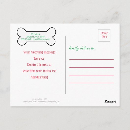 ボクサー犬のホリデーカード – 犬のクリスマスから ポストカード (裏面)