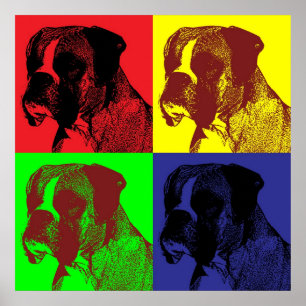 ボクサー犬のポップアートのスタイル ポスター