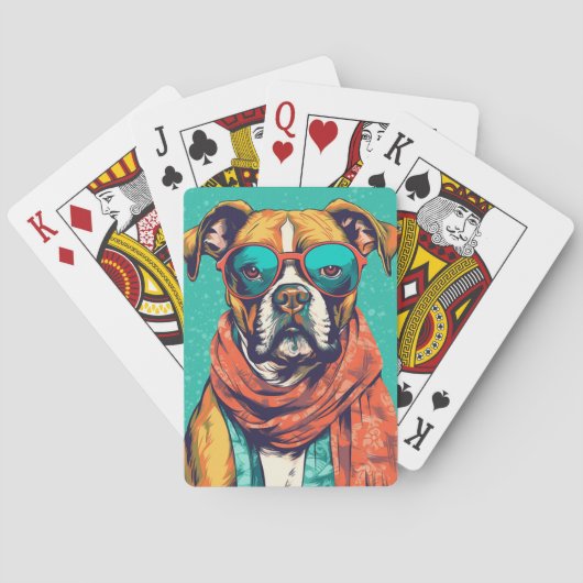 ボクサー犬のポップアート - 犬好きのための楽しいギフト トランプ (裏面)