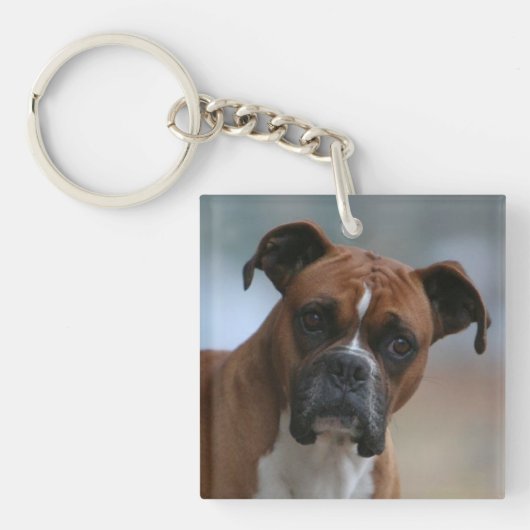 ボクサー犬のポートレート両面のKeychain キーホルダー (正面)
