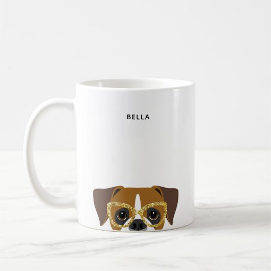 ボクサー犬のマグカップ コーヒーマグカップ (左)