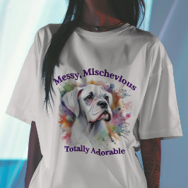 ボクサー犬のメス・イタズラ・かわいい Tシャツ