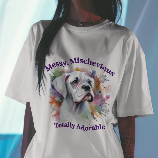 ボクサー犬のメス・イタズラ・かわいい Tシャツ