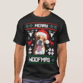 ボクサー犬のメリーなWoofmasのクリスマスのギフト Tシャツ (正面)