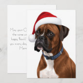 ボクサー犬のメリークリスマス サンタハットアート シーズンカード (正面/裏面)