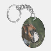 ボクサー犬の側面のプロフィール キーホルダー (正面左)