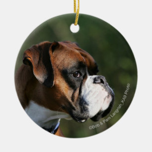 ボクサー犬の側面のプロフィール セラミックオーナメント