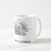 ボクサー犬の写真が付いている白いマグ コーヒーマグカップ (正面右)