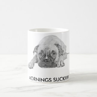 ボクサー犬の写真が付いている白いマグ コーヒーマグカップ