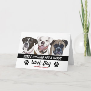 ボクサー犬の品種誕生日カード – Happy Woof-Day カード