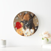 ボクサー犬の四角い時計 ラージ壁時計 (ホーム)