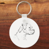 ボクサー犬の墨絵アート - シンプルな犬の線画 キーホルダー (正面)